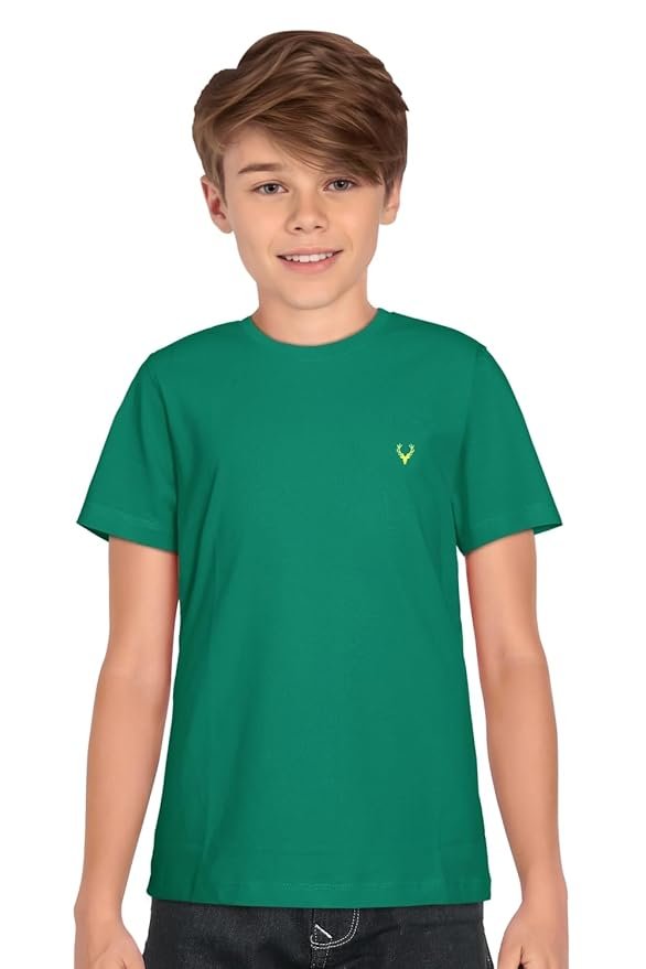 Allen Solly Boys’ Crew Neck T‑Shirt | Solid Design with Signature Logo | Everyday Comfort Wear