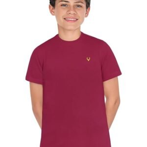 Allen Solly Boys’ Crew Neck T‑Shirt | Solid Design with Signature Logo | Everyday Comfort Wear