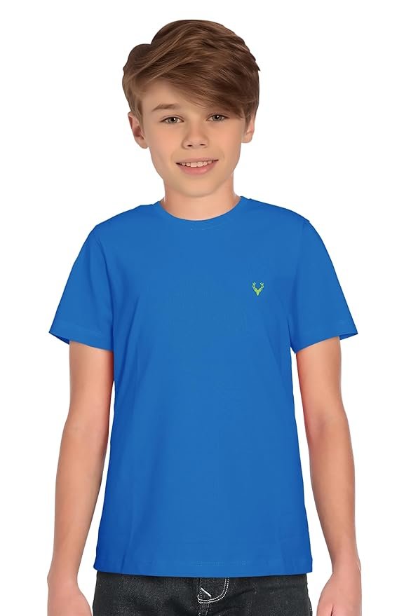 Allen Solly Boys’ Crew Neck T‑Shirt | Solid Design with Signature Logo | Everyday Comfort Wear