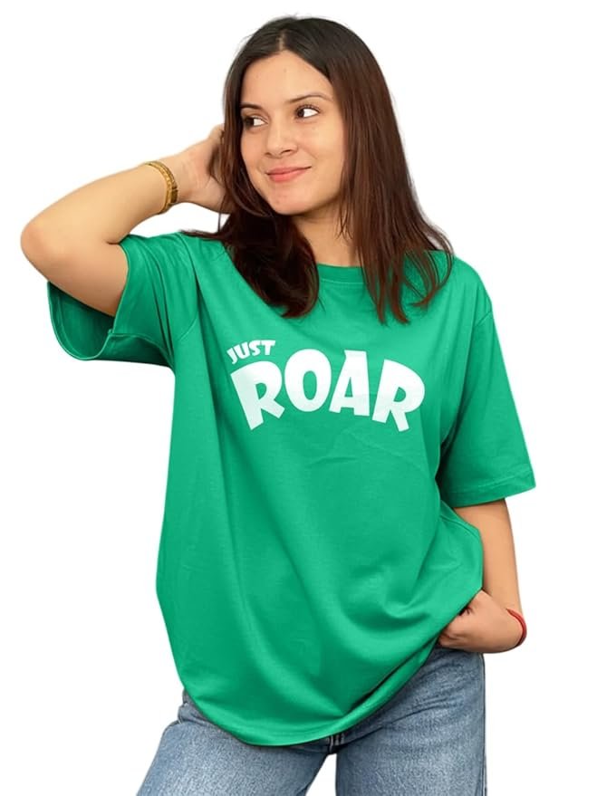 LEOTUDE Half Sleeve Cottonblend Oversized Tshirt for Women