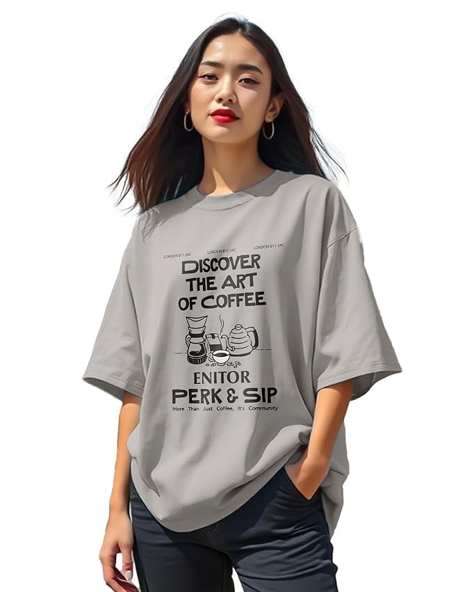 AUSK Oversized T-Shirt for Womens || Graphic Front Printed Loose fit Womens Tshirt