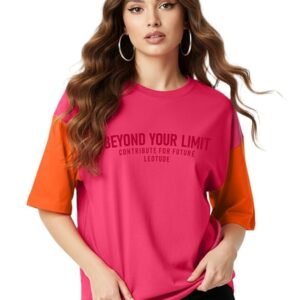 LEOTUDE Half Sleeve Cottonblend Oversized Tshirt for Women