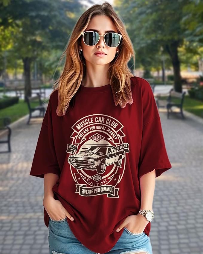 AUSK Oversized T-Shirt for Womens || Graphic Front Printed Loose fit Womens Tshirt