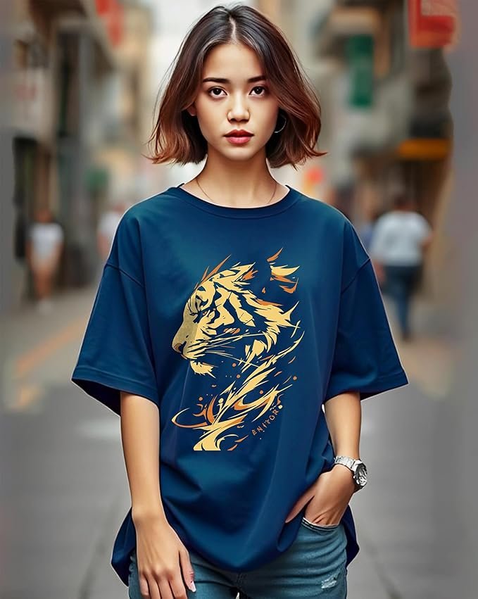 AUSK Oversized T-Shirt for Womens || Graphic Front Printed Loose fit Womens Tshirt