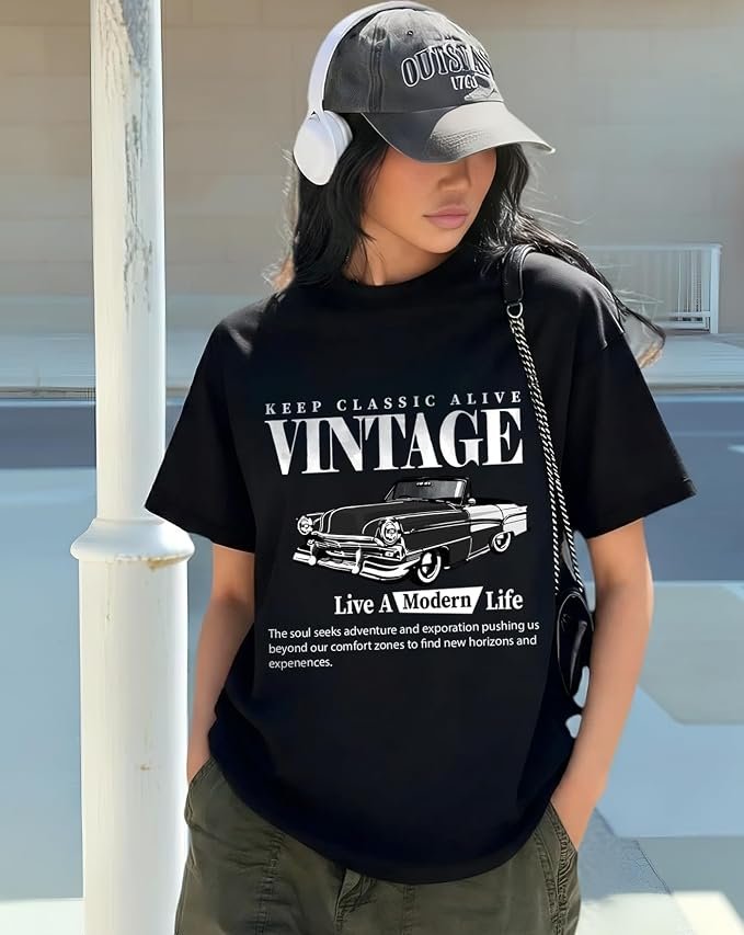 AUSK Oversized T-Shirt for Womens || Graphic Front Printed Loose fit Womens Tshirt